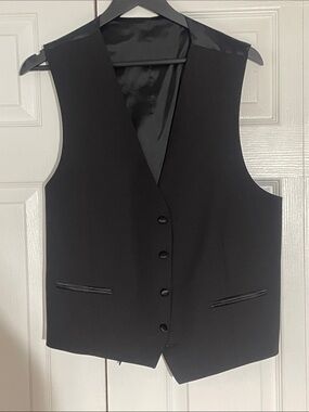 Calvin Klein Black Men's Formal Tuxedo Vest. Large 100% wool.